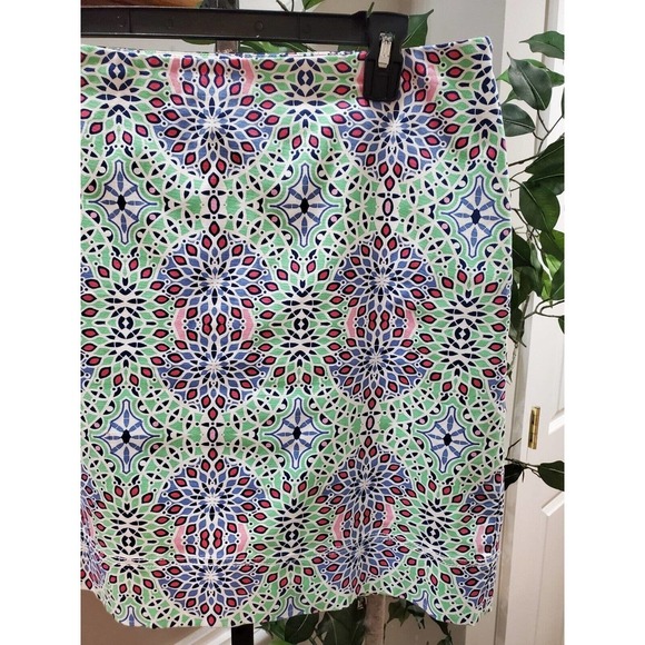 Talbots Womens Multicolor Kaleidoscope Print Cotton Side Zip Mini Skirt Size 14P - Picture 3 of 8